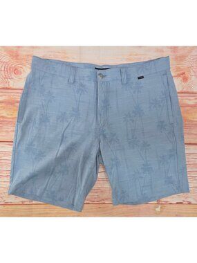 Travis Mathew Mens Palm Tree Print Blue Shorts Size 36